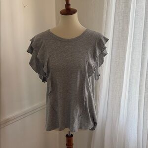 Veronica Beard Jeans Ruffle Sleeve Tee - Gray